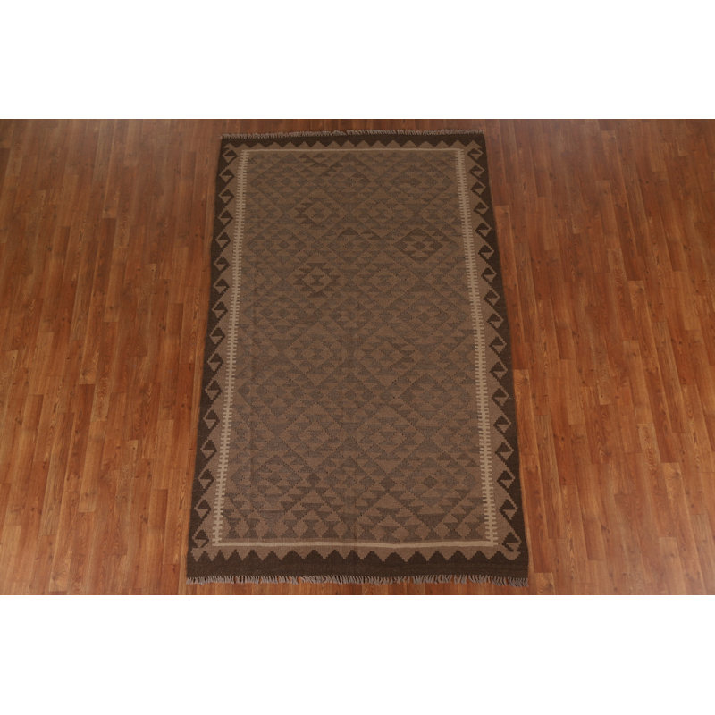 Tapis géométrique en laine Kilim 5 x 8
