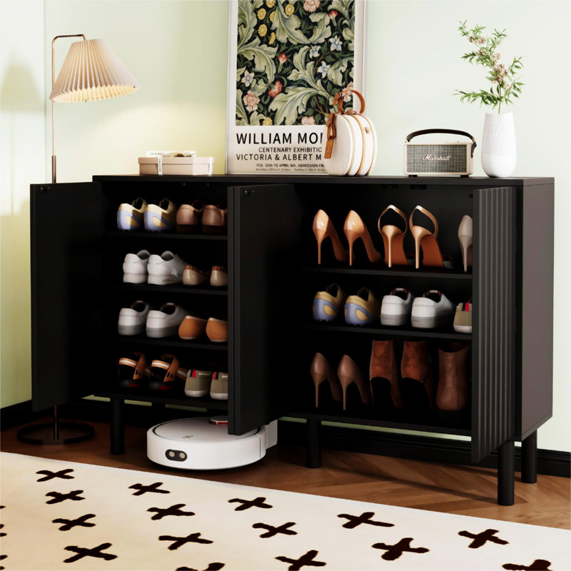 Armoire à chaussures minimaliste avec 5 pieds en bois massif ON-TREND