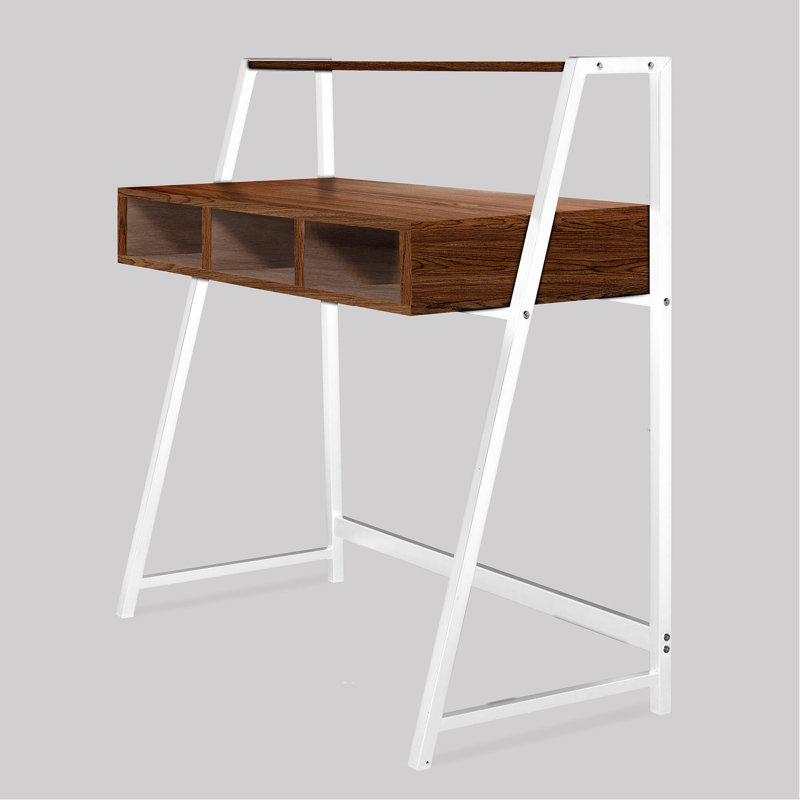 Rhine Computer Desk, Walnut, White