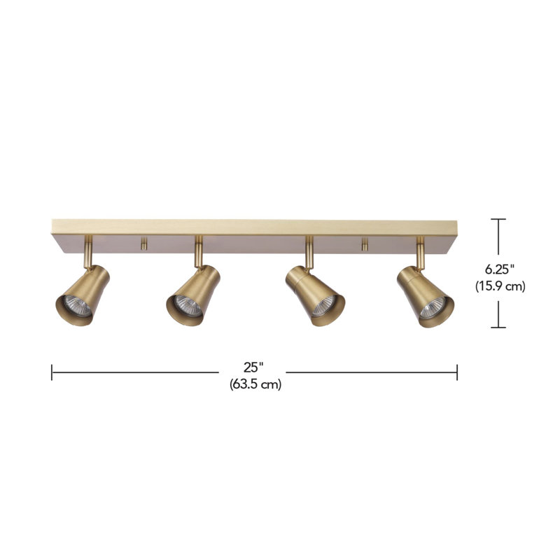 Rayjean 25'' 4 -Light Fixed Track Track Kit with Dimmable and Adjustable Head
