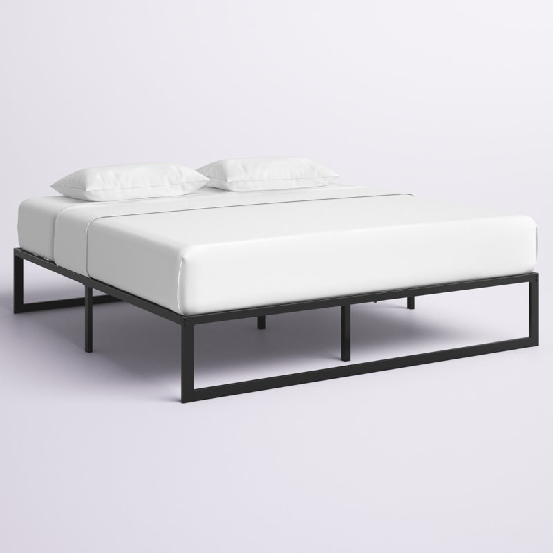 Morgan 14" Metal Platform Bed Frame with Steel Slat Supports and Quick Lock Functionality, Queen