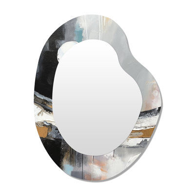 Exploring Boho Volume IV - Abstract Asymmetrical Unique Mirror, Gold Unique Shape Large Wall Mirror, Printed Metal Art