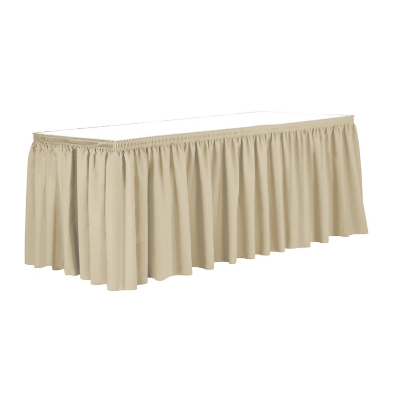 Ultimate Textile 7 Ft. Shirred Pleat Polyester Table Skirt - 42" Bar Height, Cobalt Blue, Tan, 29" L x 84" D