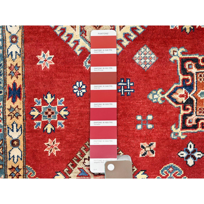 Très grand tapis kazak en laine noué à la main rouge 12 pi x 15 pi 9 po AA45ECA1A3114AED9FEB353BC29827FA
