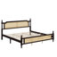 Lit en bois de pin avec tête et pied de lit en rotin-370560735-370560716