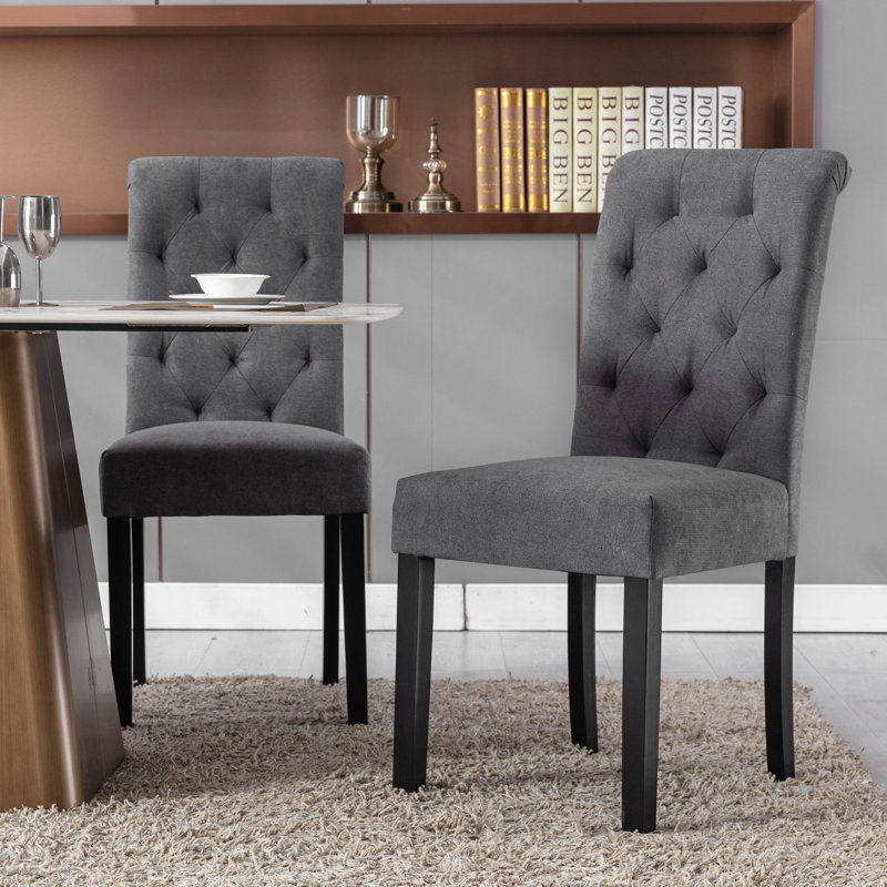 Barbagallo 19.5'' H Tufted Upholstered Parsons Chair, Gray Polyester