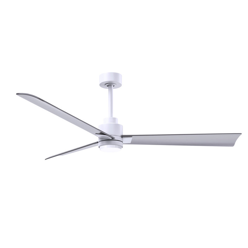 Ventilateur de plafond Alessandra, Nickel brossé, Blanc mat, 56"