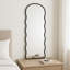 Modern Curvy Edged Metal Framed Wall Mirror for Vanity Table Display - Decorative Large Mirror for Bathroom or Bedroom Use - 55", Black
