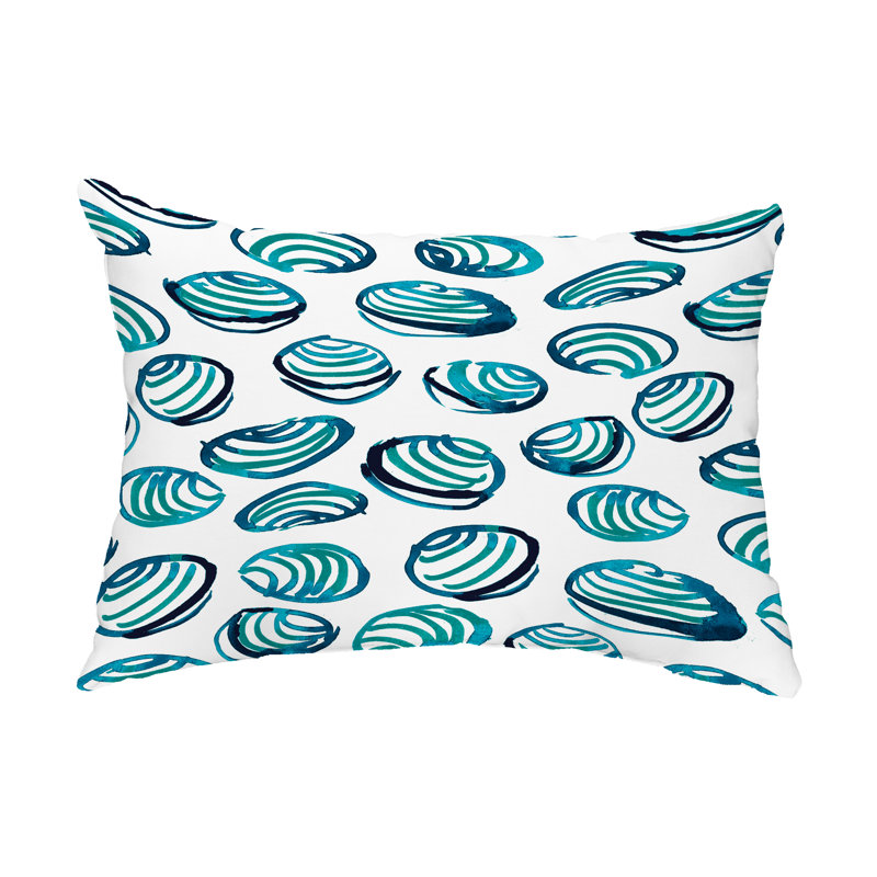 Geometric Outdoor Reversible Throw Pillow, Teal