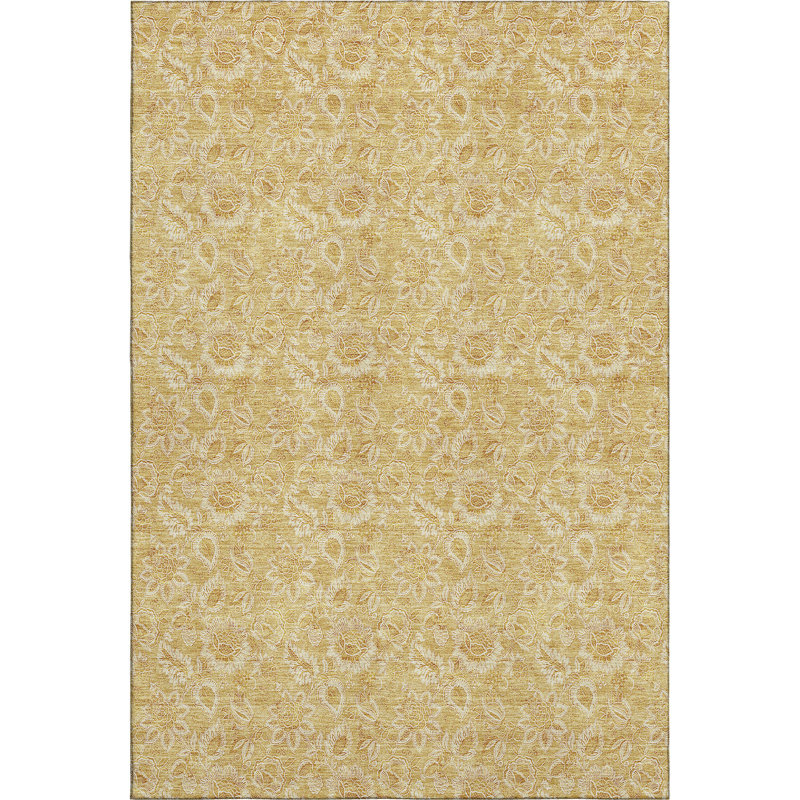 Premium Machine Washable Addington Gold Rug, Rectangle 2'6" x 3'10"