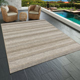 Tapis d'intérieur / extérieur rayé brun clair / brun Hayaan