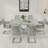 Kimara 7-Piece Modern 63" Rectangular Faux Marble Pedestal Dining Set-947337918-984882713