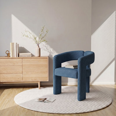 Modern Upholstered Dining Arm Chair, Solid Wood Frame