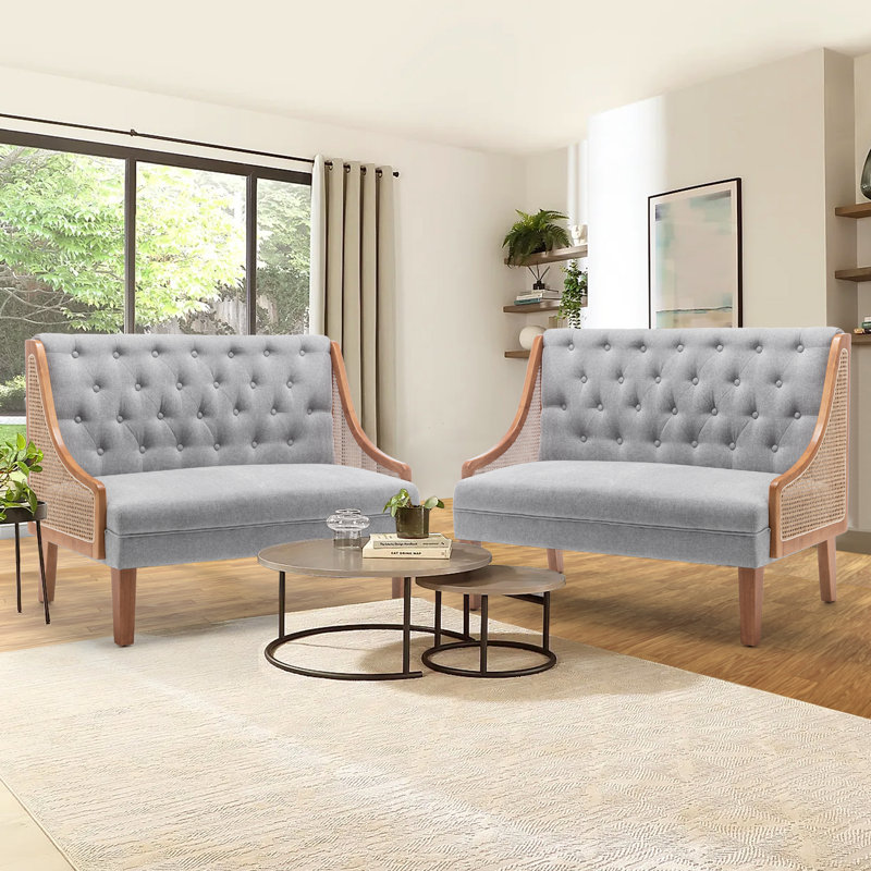 Bedell 48'' Upholstered Loveseat, Gray 100% Linen
