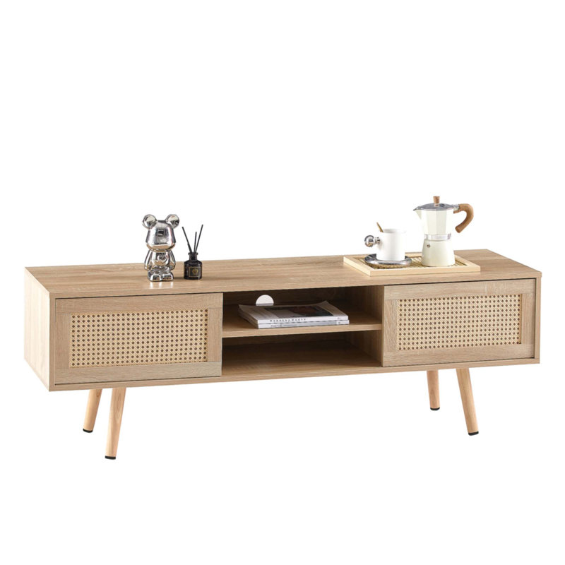 55.12" Rattan TV Cabinet, Natural