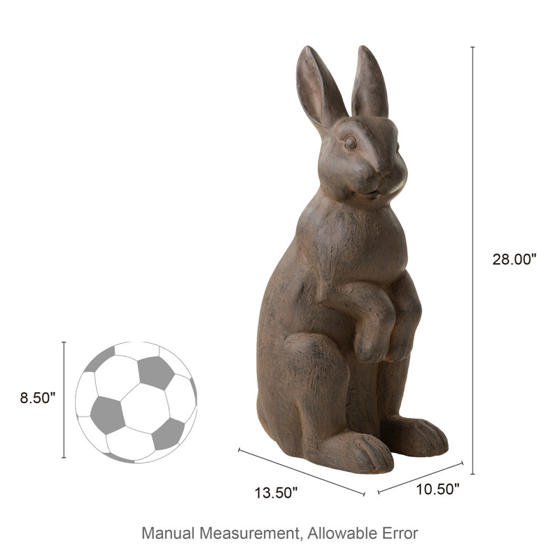 28"H MGO Oversized Bronze Standing Rabbit Statue