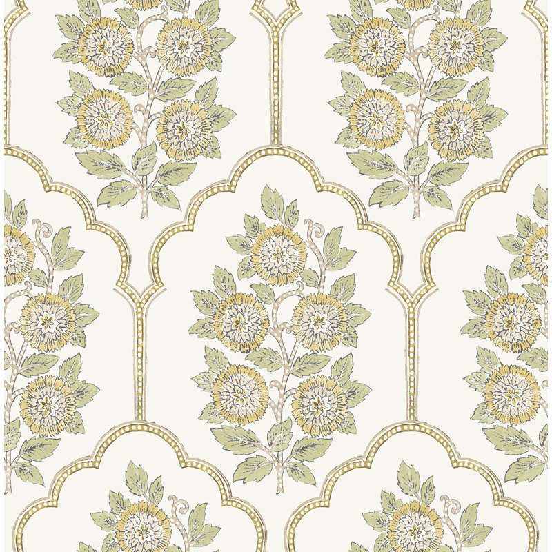 Double rouleau floral Peel & Stick, Jaune