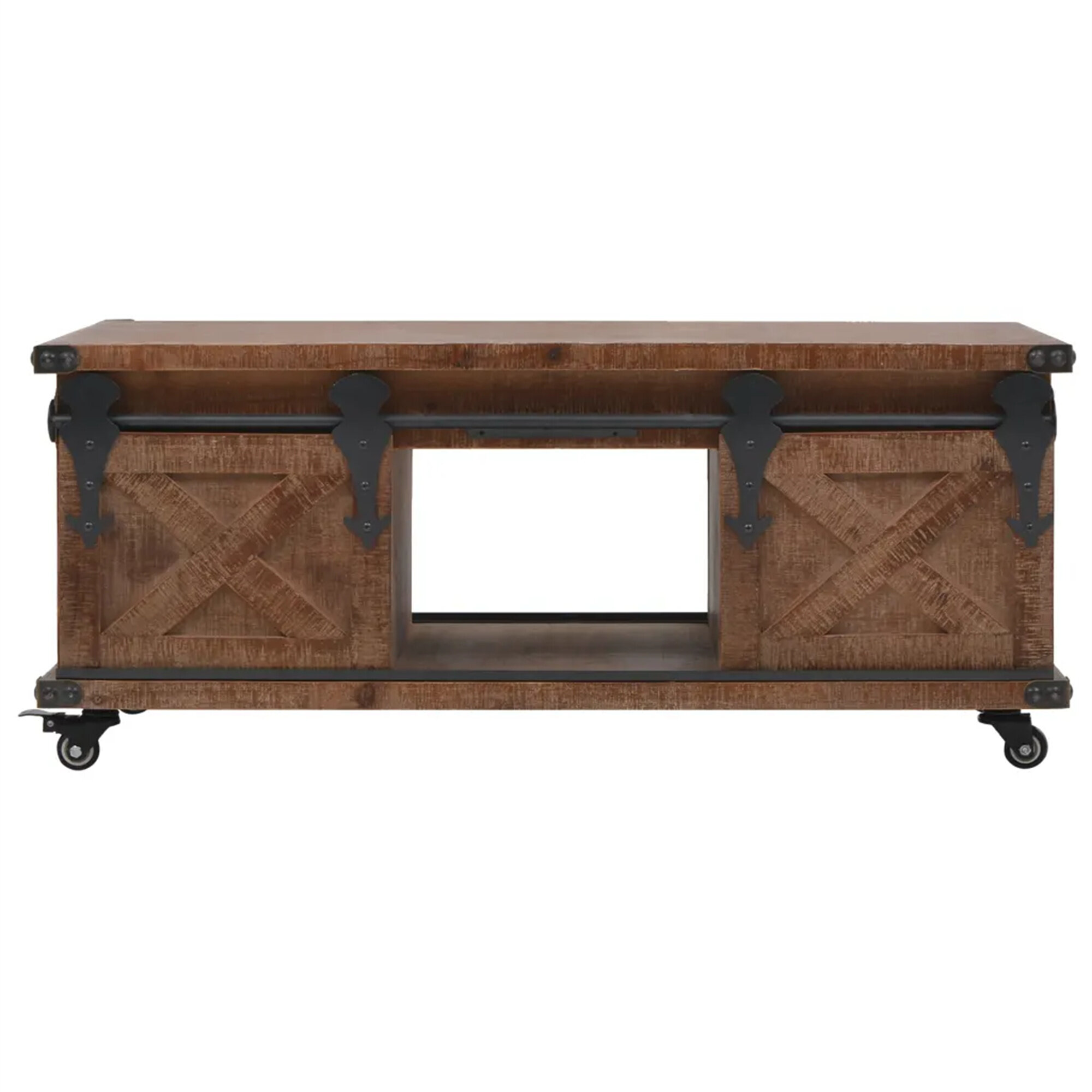 Barn door coffee on sale table with storage