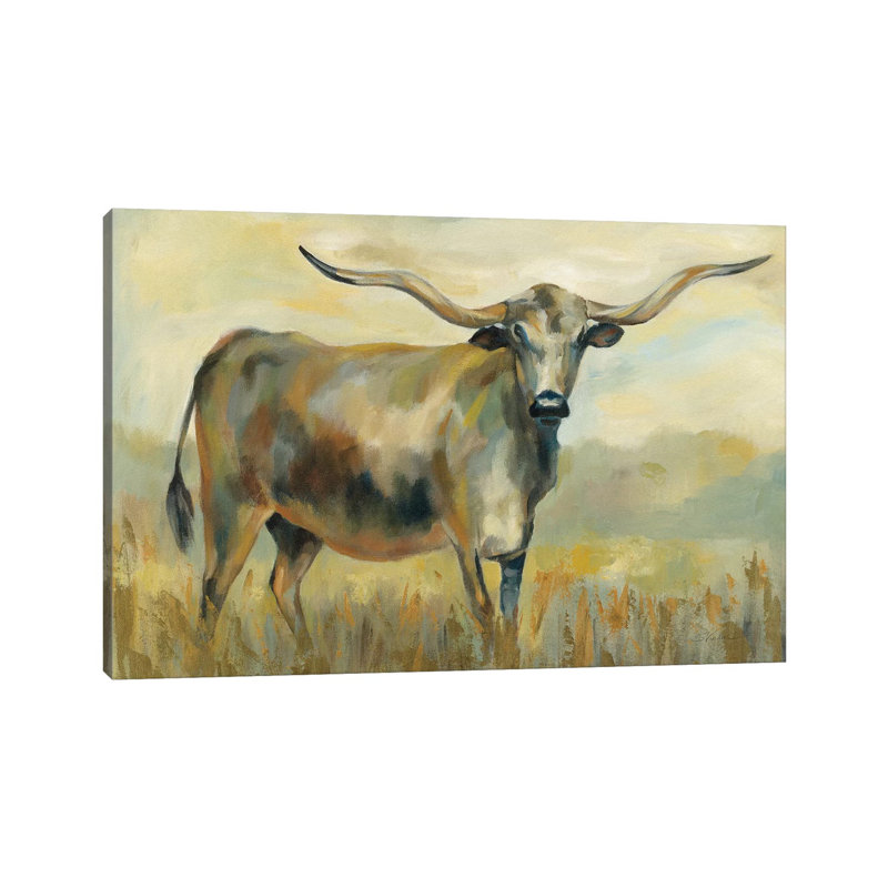 «Longhorn Cow» par Silvia Vassileva - reproduction d'art, H 32 po x l 48 po x 1,5 po, Toile tendue, Pas de tapis