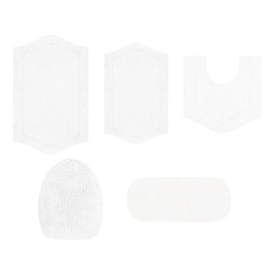 Athyrium Waterford 100% Cotton Bath Rug Set, 5 Piece Set, Spray Latex Backing, Soft Absorbent Bathroom Rugs, Machine Washable