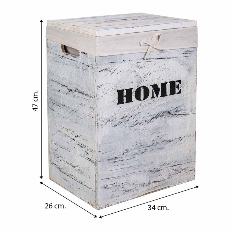 Wood Laundry Set with Handles, White