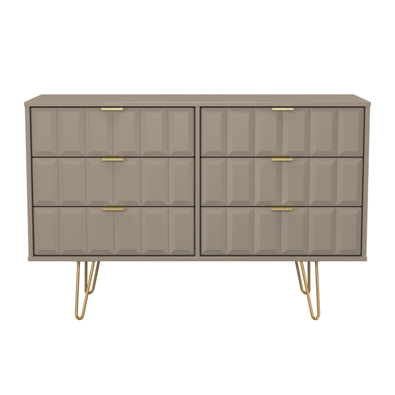 Allem 115 cm W Chest of 6 Drawers, Mushroom Matt