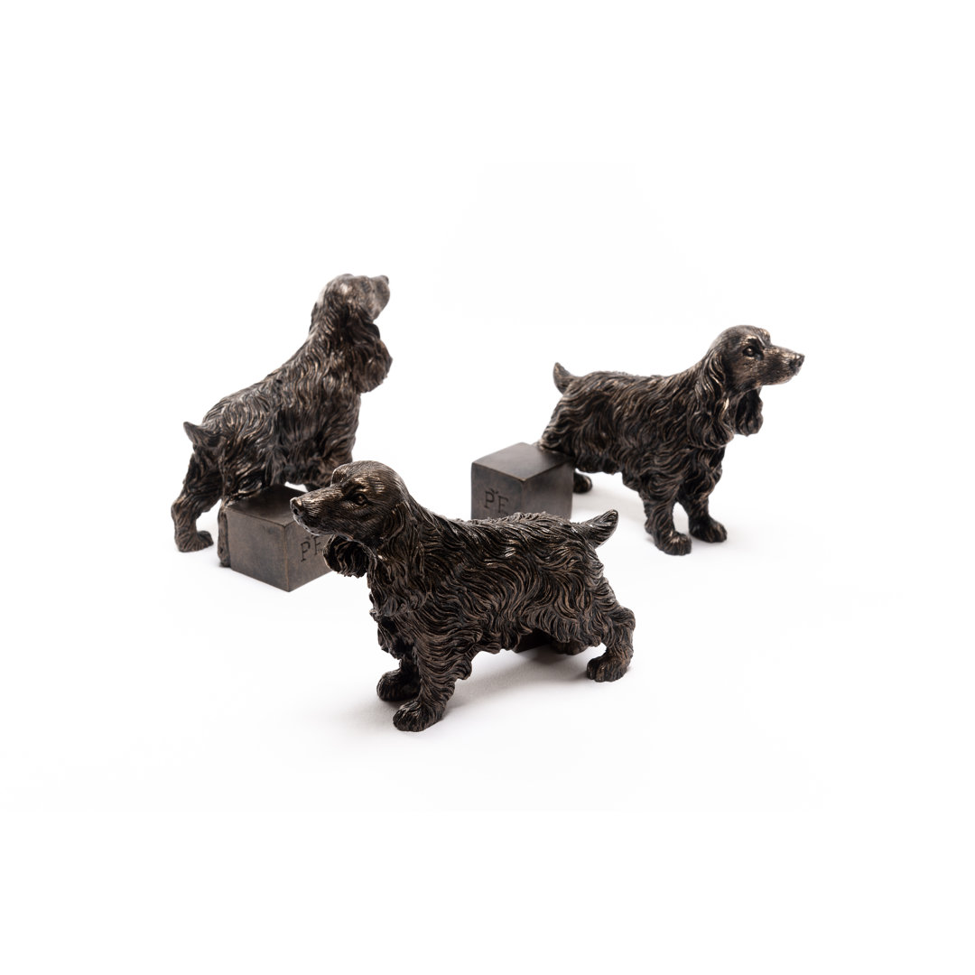 Cocker Spaniel Dog Bronze Coloured Planter Feet In Gift Box (Set of 3) Jardinopia
