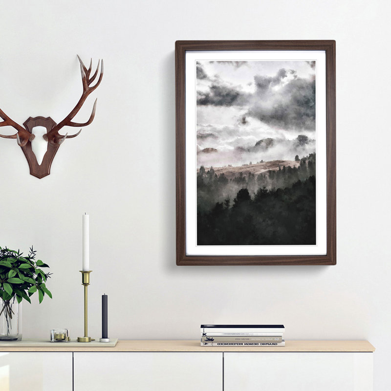Mist over Wurzjoch in Italy - Picture Frame Painting Print, Walnut Framed, 63cm H x 45cm W x 2cm D