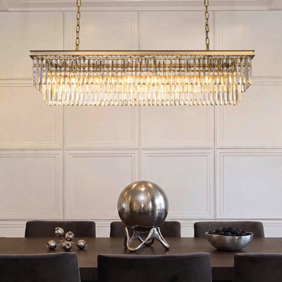 à intensité variable tiered rectangle chandelier with crystal accents