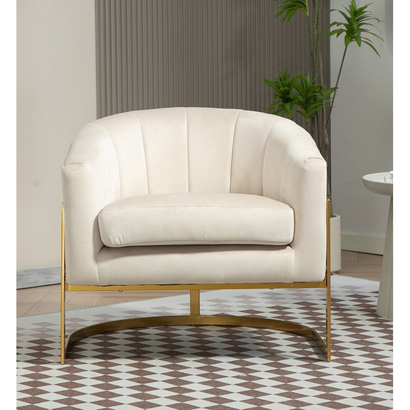 Fauteuil en velours doré, Beige