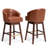 Swivel 31.9'' Faux Leather Bar Stool with Solid Wood Legs, Brown-186223925-200367122