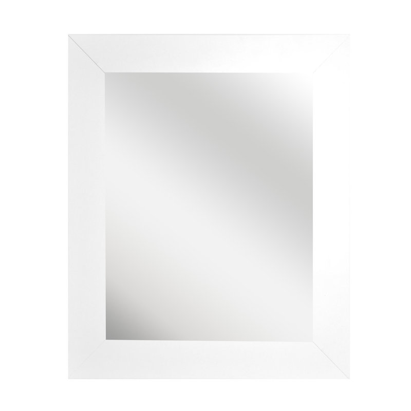 Modern Flat Wall Mirror, 32.5" H x 26.5" W , White