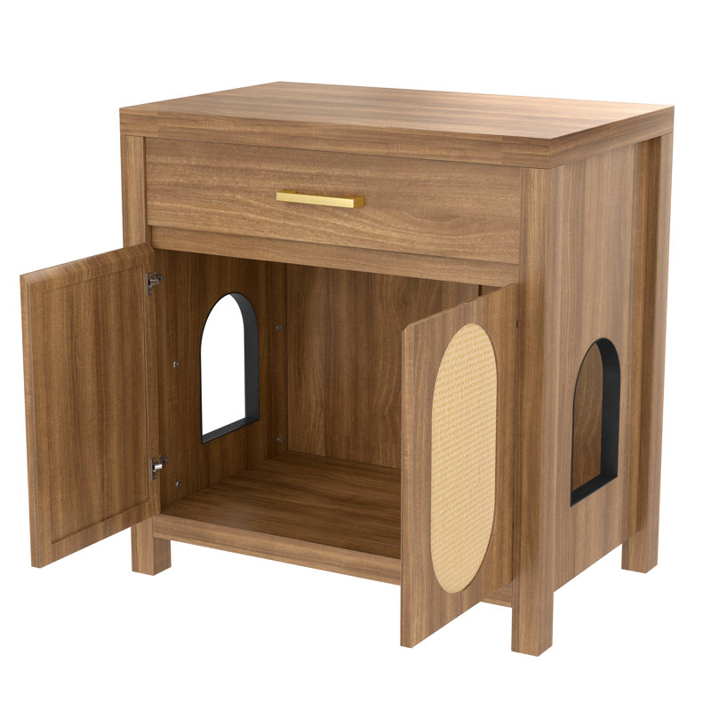 Enceinte de litière pour chat avec portes à griffer, Espresso