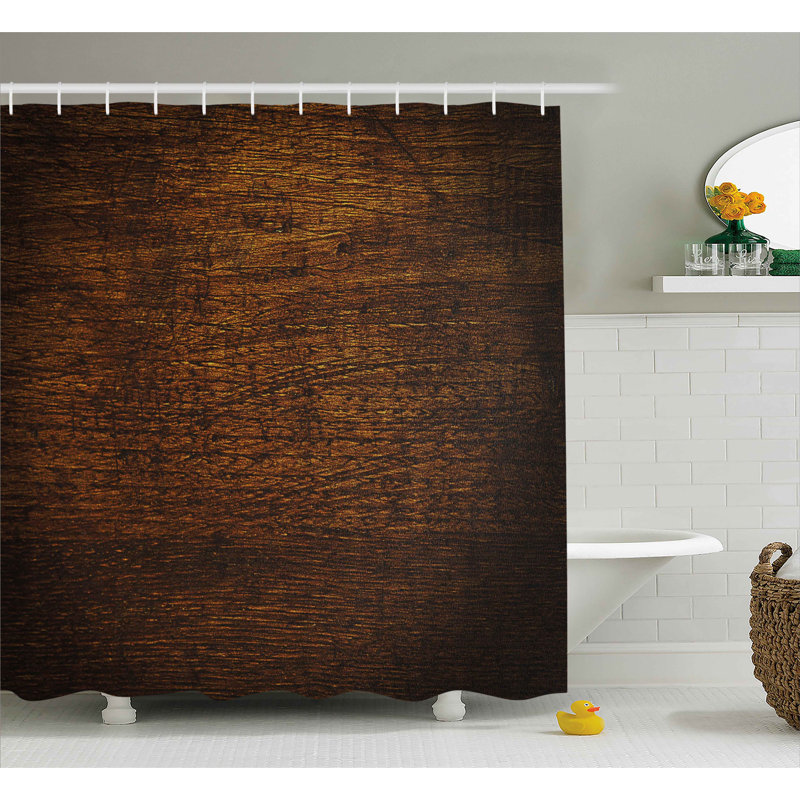 Rideau de douche à impression simple en bois vieillesse antique en bois rustique floor Middleton, H 75 po x l 69 po