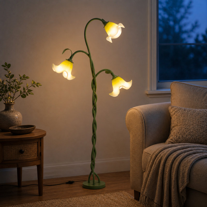 Lampe sur pied de 65,55 po pour salon avec ampoule à col de cygne flexible à 3 lumières incluses, Vert