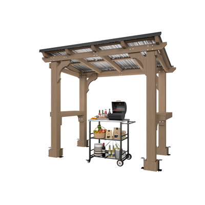 Solid Wood Grill Gazebo And Folding Grill Cart Set