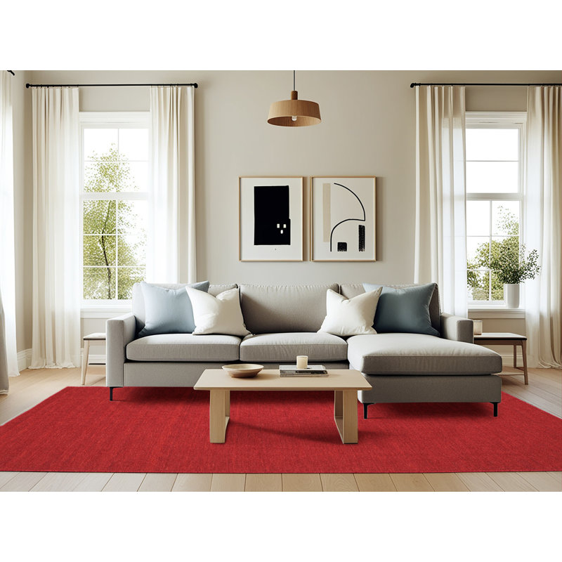 Tapis de zone rouge contemporaine, Rectangle 6 pi x 9 pi