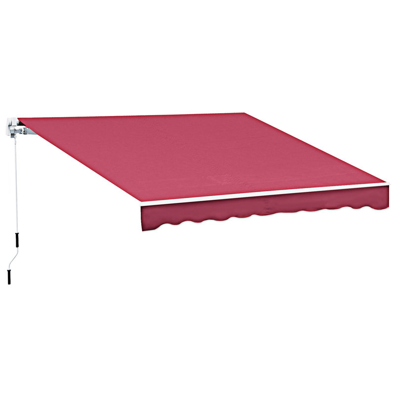 Outsunny Retractable Awning Sunshade Shelter W/ Manual Crank Handle, Red