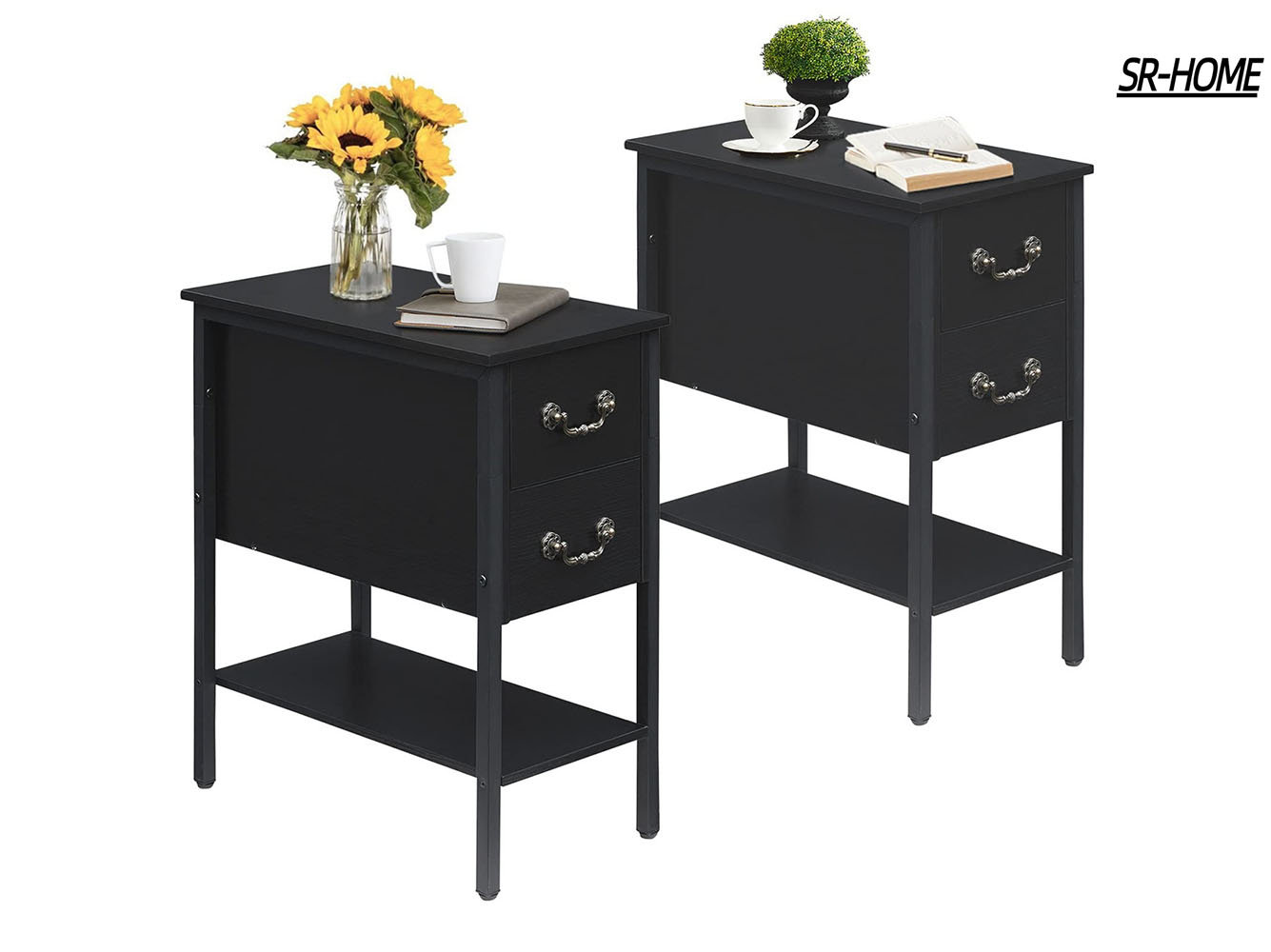 Ilithia 23.6 Tall End Table with Storage, Flip Top Narrow Side Table, Skinny Nightstand Sofa Table Winston Porter Color: Black