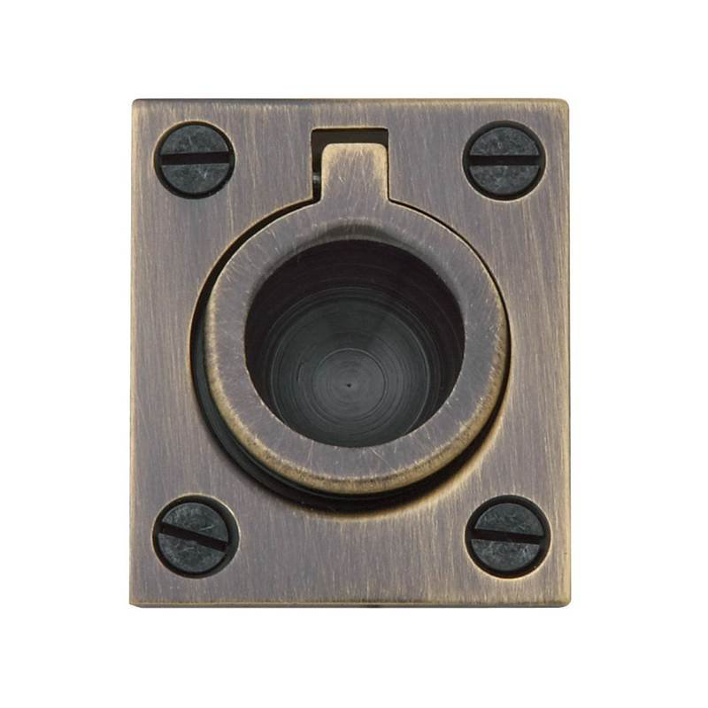 Flush Ring Pull, Vintage Brass