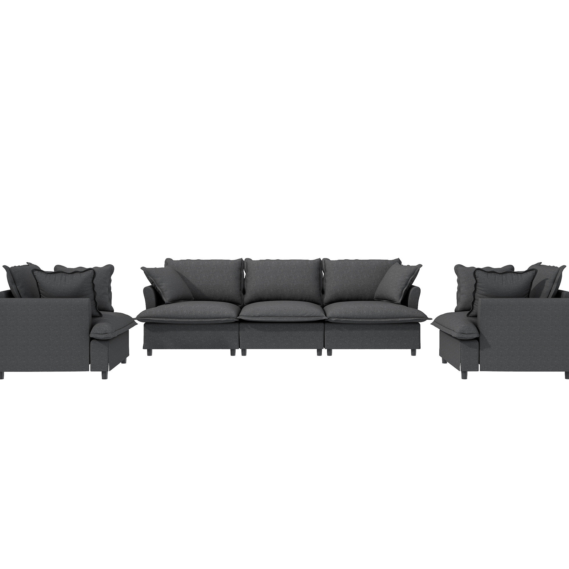 Latitude Run® 5 Seat Modular Couch, 3 Piece Chenille Living Room With ...