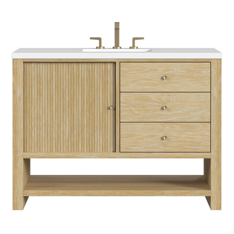 Marigot 48'' Single Bathroom Vanity with Top, White Zeus, 8" Widespread