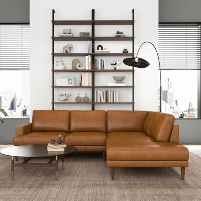 Corbin Tan Leather Sectional Sofa