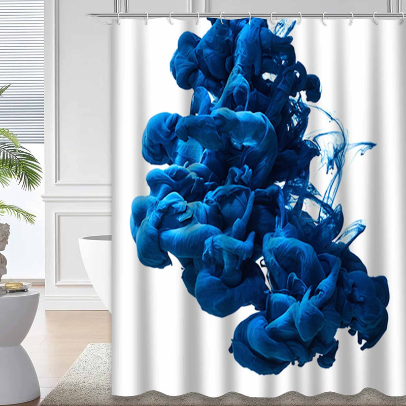 Rideau de douche bleu imperméable, rideaux de douche pour la salle de bain avec 12 crochets, L 72 po x l 72 po