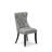 5 Piece Dining Table Set Includes a 48" Round Table with Pedestal and 4 Light Gray Polyester Fabric Parson Chairs, Sand Blasted Black-6334586-6334588