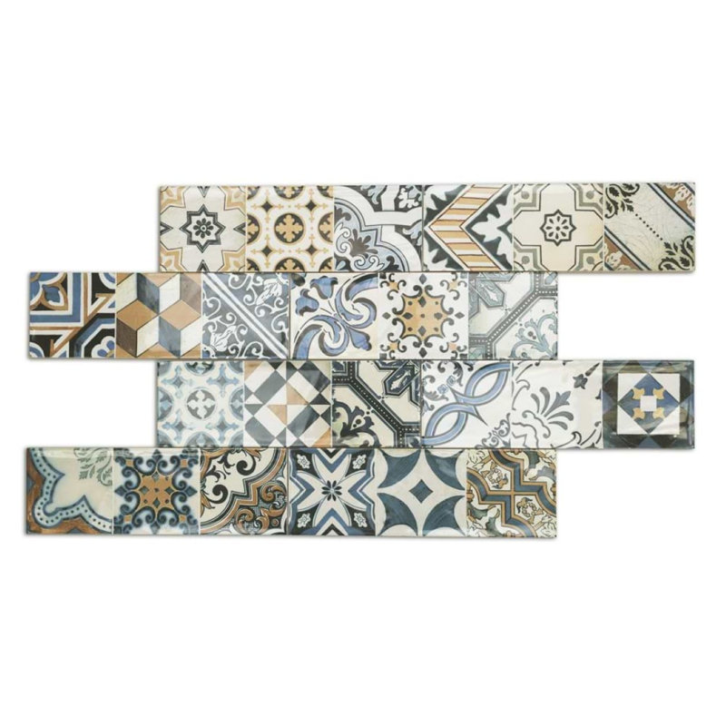 Santa Monica 4X12 Ceramic Wall Tile, Warm Deco