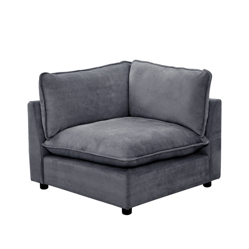 37.4" Heffernan Accent Chair Modular Sectional Sofa, Blue Chenille