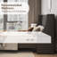 Lit plateforme tapissier Toderick avec aile de luxe et mélange de lin-985124325-985124330
