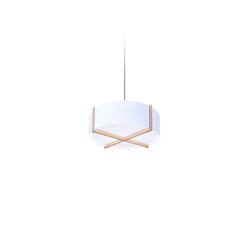 Plura 1 - Light LED Single Pendant, 2700, Distressed Brass, White Washed Oak