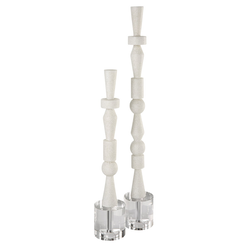 Ensemble de 2 sculptures en pierre blanche Ivy Bronx Kethan